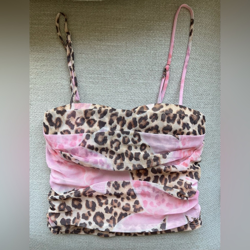 FASHION NOVA Pink and Brown Leopard Print  Top